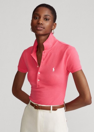 Camisa Polo Polo Ralph Lauren Mujer Rosas - Slim Fit Stretch - FGHTZ7028